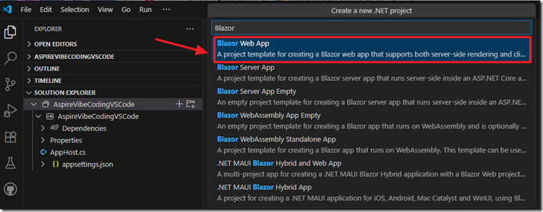 Using Visual Studio Code with Aspire and Blazor